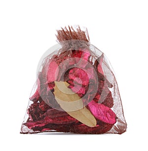 A potpourri sachet on a white background