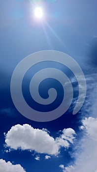 Dramatic Blue Sky with Sunlight Reflection