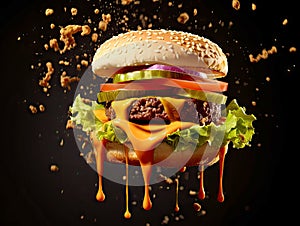 Potrait of delicious fresh burger