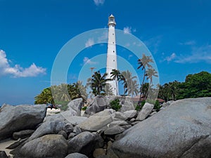 potrait of the magnificient lighthouse on lengkuas island belitung