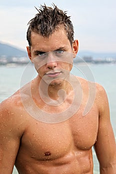 Potrait of muscle wet man