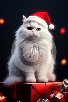 Potraits of adorable cat in christmas