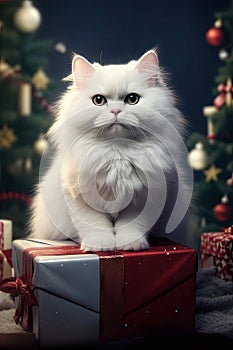 Potraits of adorable cat in christmas