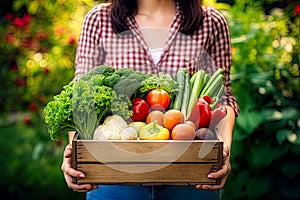 Potraits of hands holding various types of vegetables photo