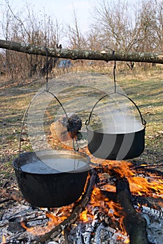 Pots above the fire