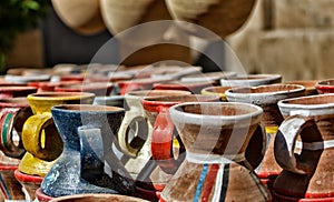 Pots in Nizwa fort, Oman. Sultanate of Oman.
