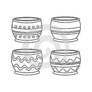 Pots, pitchers, jugs with ornaments. Ukrainian symbols