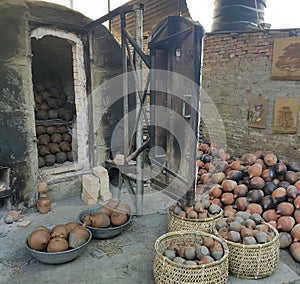 Pots at a pottery in Nepal