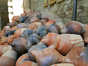 Pots at a pottery in Nepal