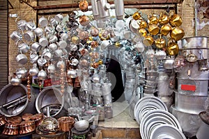 Pots store in old bazar photo