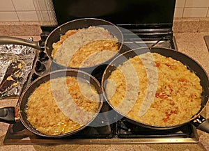 Pots with the typical dish called FRICO Of the Italian region