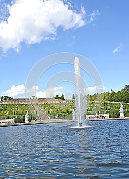 POTSDAM, GERMANY. The big fountain in the park of San Sushi