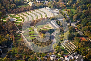 Potsdam, Germany, Sanssouci palace in early autumn - aerial view photo