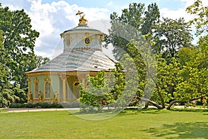 POTSDAM, GERMANY. View of the garden pavilion `Chinese Tea Lodge`. Park of San Sushi