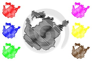 Potsdam-Mittelmark district Federal Republic of Germany, rural district, State of Brandenburg map vector illustration, scribble photo