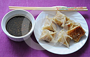 Potstickers and dipping sauce