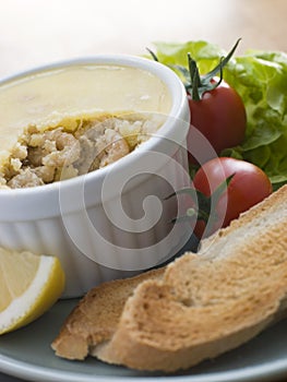 Potted Brown Shrimp with Toast and Salad