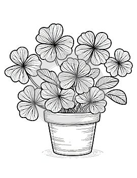 Potted Clover Coloring Fun: Bring Greenery to Life