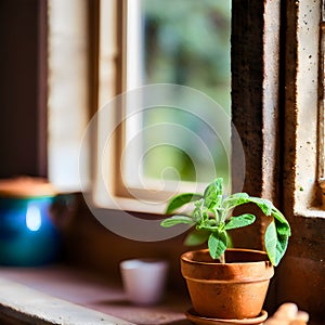 Potted Plant in a Sunny Window