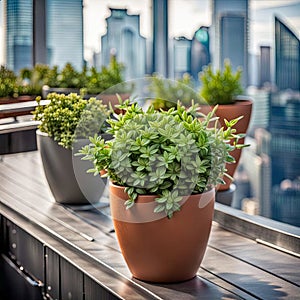 Potted Plants In an Urban Garden