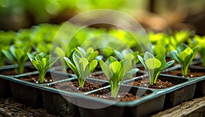 Potted Seedlings Growing in Fertile Soil