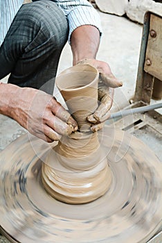 A Potter making clay pots photo