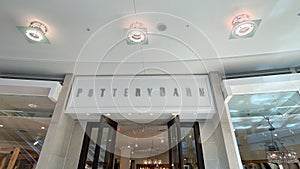 The Pottery Barn sign at an indoor mall in Orlando, Florida