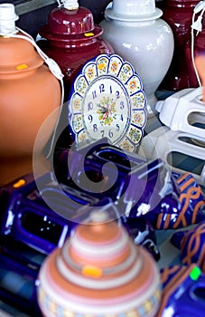 Pottery and ceramics for sale at a market in Spain