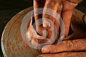 Pottery craftmanship clay pottery hands work
