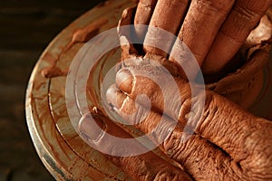 Pottery craftmanship clay pottery hands work