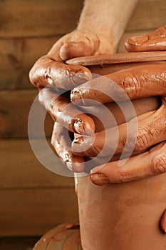 Pottery craftmanship clay pottery hands work