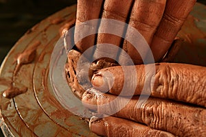 Pottery craftmanship clay pottery hands work
