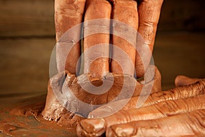 Pottery craftmanship clay pottery hands work