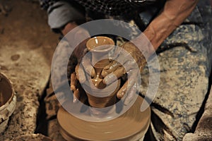 Pottery handmade in workshop