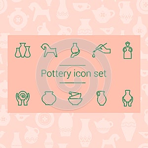 Pottery icon set in vector. Line style icon set.