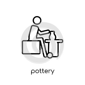 Pottery icon. Trendy modern flat linear vector Pottery icon on w