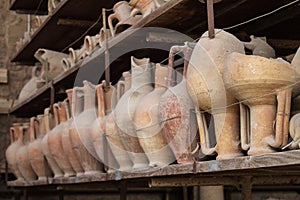 Pottery issued from excavations of Pompeii, Italy