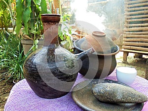 Pottery is a kitchen untensil made of clay.