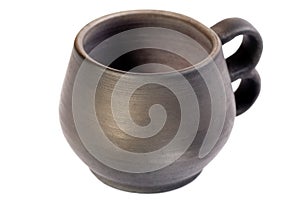 Pottery mug isolated.