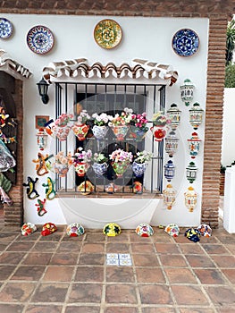 Pottery shops in Mijas in the Alpujarra Mountains above the costa del Sol