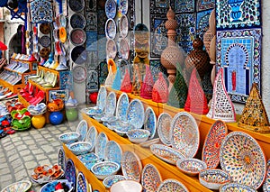 Pottery in souvenir store