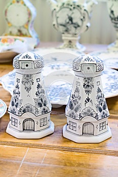 Pottery workpieces of Delftware photo