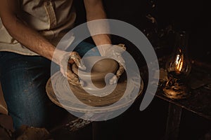 pottery workshop, clay product, authentic atmosphere, background