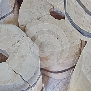 Potterywork. Clay forms for pottery. Production of Ceramic Pieces. Plaster Molds for Pottery. Squared Format Photo