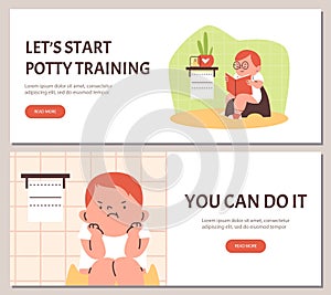 Potty training journey vector illustration set photo