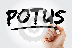 POTUS - President of the United States acronym with marker, concept background photo