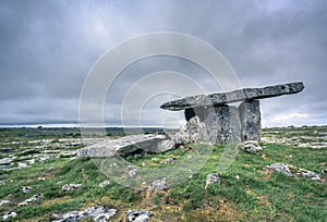 Poulnabrone Portal Tomb - Dolmen in the Burren National Park, Ireland