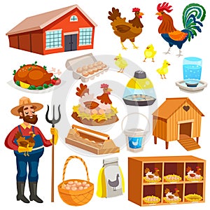 Poultry Farm Elements Set