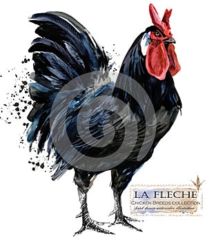 Poultry farming. Chicken breeds series. domestic farm bird