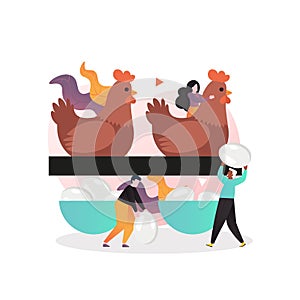 Poultry farming vector concept for web banner, website page